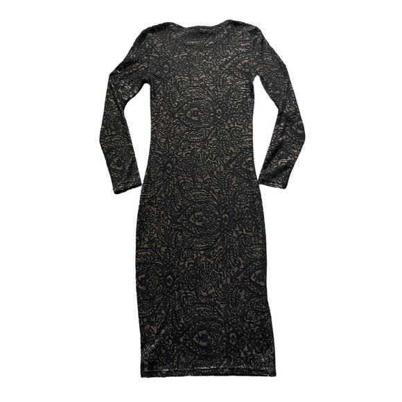 Chelsea & Violet Womens/Teen Black Paisley Maxi Bodycon Dress Small Maxi - Picture 2 of 9